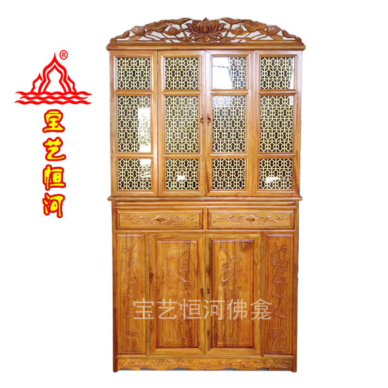 宝艺恒河玻璃门立柜佛龛佛柜定做