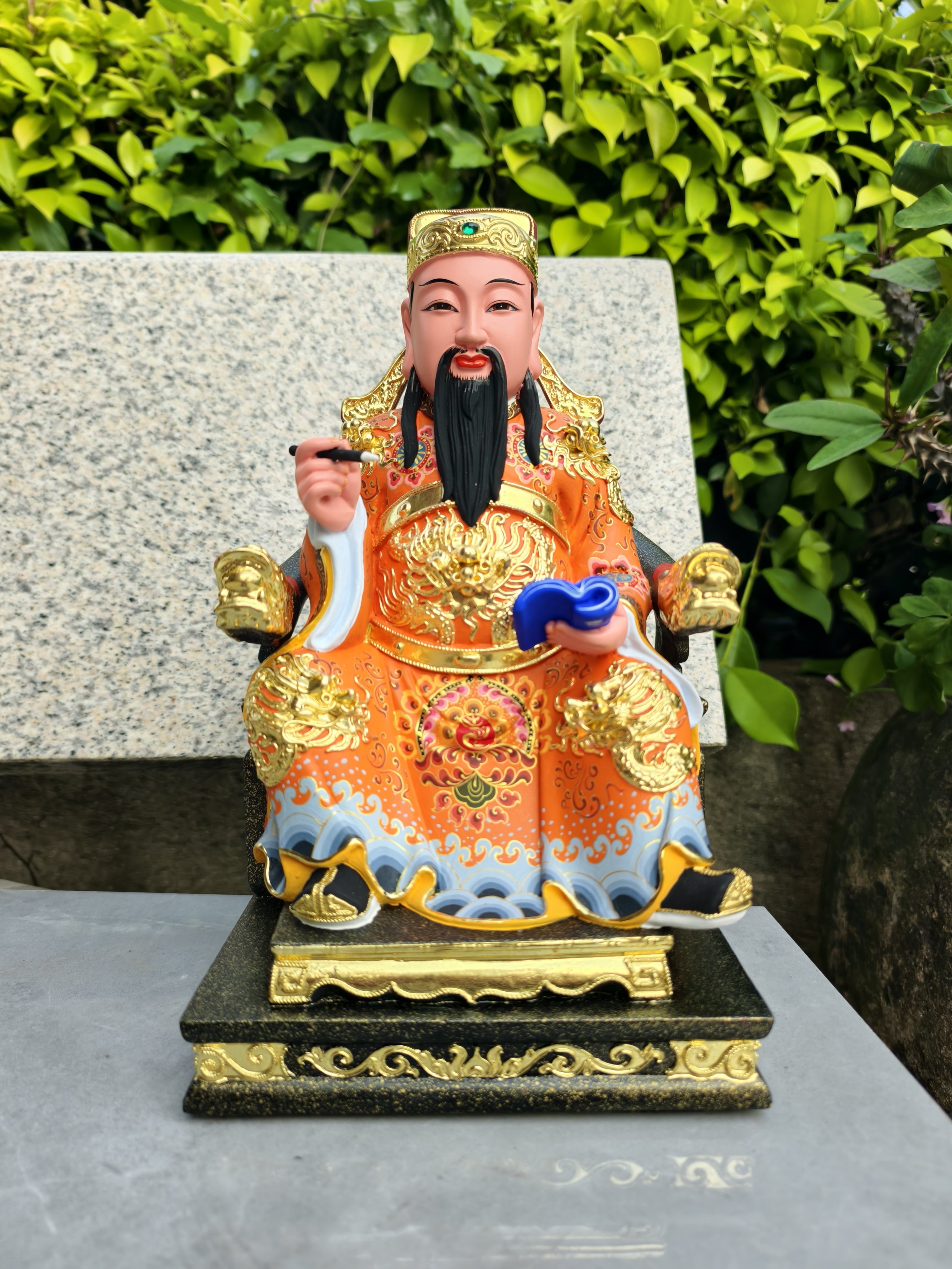 源头厂家12寸文昌帝君木雕神像文昌公雕像精品真金彩绘工艺现货