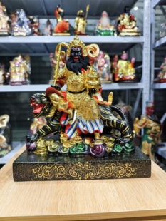 帅玄坛元 12寸香樟木赵公明神像武财神赵元 帅精品台金摆件现货实拍