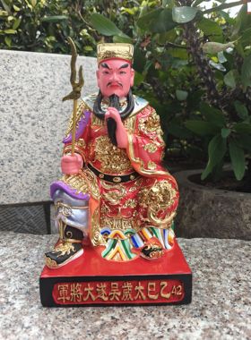 2025年乙巳吴遂大将军神像蛇年太岁樟木像家用桌面供奉摆件工艺品