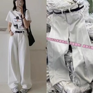 女秋冬植绒底百搭直筒MV.AOAO 阔腿牛仔裤 JEANS6639 3水泥灰白窄版