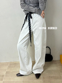 阔腿牛仔裤 JEANS6639 3水泥灰白窄版 女秋冬植绒底百搭直筒MV.AOAO