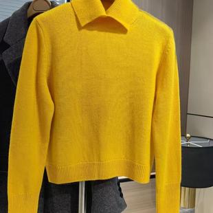 24秋冬新款 女气质小翻领显瘦百搭纯色羊绒毛衣潮 羊毛针织衫