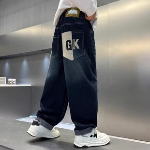 儿童春秋季 子帅气爆款 裤 宽松学生版 超软 子中大童长裤 男童牛仔裤