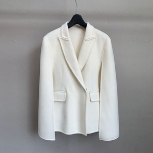 韩版气质白色斗篷双面羊绒大衣女短款小个子2023秋冬披肩羊毛外套
