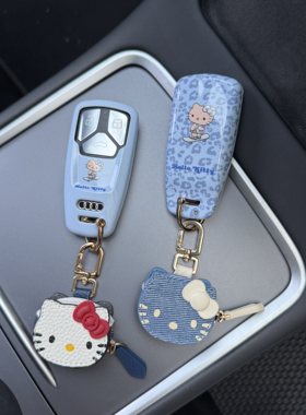 适用奥迪钥匙套A6L/A7L/A3车Q4etron包Q5/q2/A4L/Q5L/A8豹纹kt猫