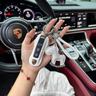 适用牛奶白保时捷钥匙壳macan718taycan帕拉梅拉911卡宴插入式