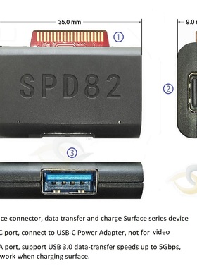 微软Surface转接头PD充电器Typec电源线USB3.1接口磁吸快充spd82