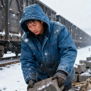加绒牛仔工作服套装男棉衣加厚电焊耐磨工服防烫电工劳保棉服冬季