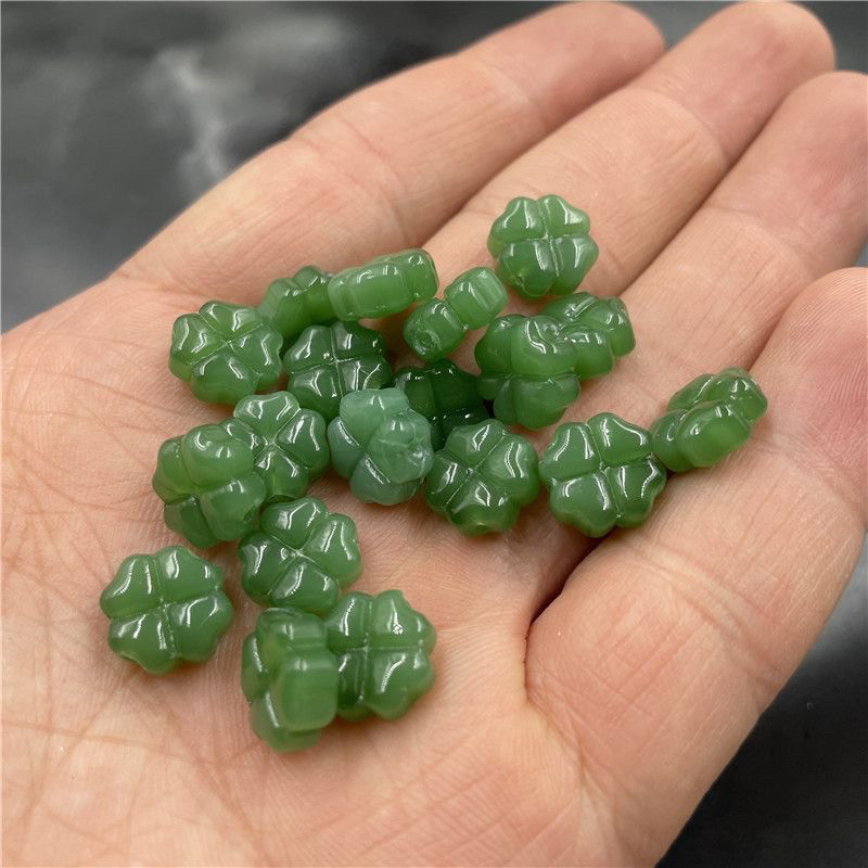 古风直孔四叶草琉璃珠子散珠diy手工手链发簪头饰材料小众花朵图片