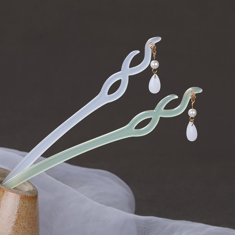 简约发簪现代珠钗古风发钗流苏钗子汉服旗袍配饰小白小青发簪盘发