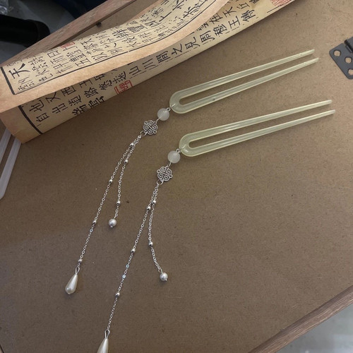 新中式流苏u型发钗步摇古风汉服配饰头饰百搭仙气新款醋酸发簪