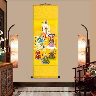 包邮 九天玄女2 饰挂画九天玄女娘娘卷轴画家用供奉 丝绸卷轴装