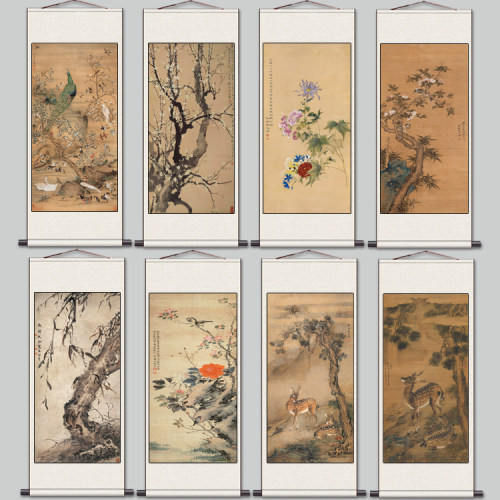 沈铨仿古梅花鹿茶楼挂画餐馆包厢