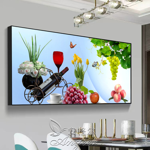 餐厅装饰画现代简约轻奢高档餐桌背景墙壁画单幅金属框饭厅墙挂画