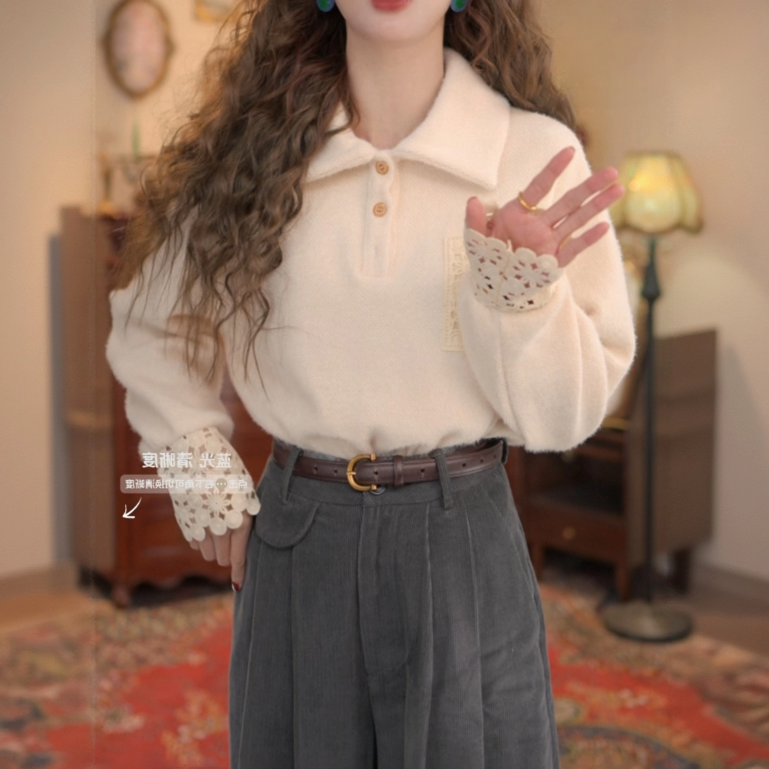 复古港风秋冬厚款休闲百搭衬衫上衣2025加厚长袖