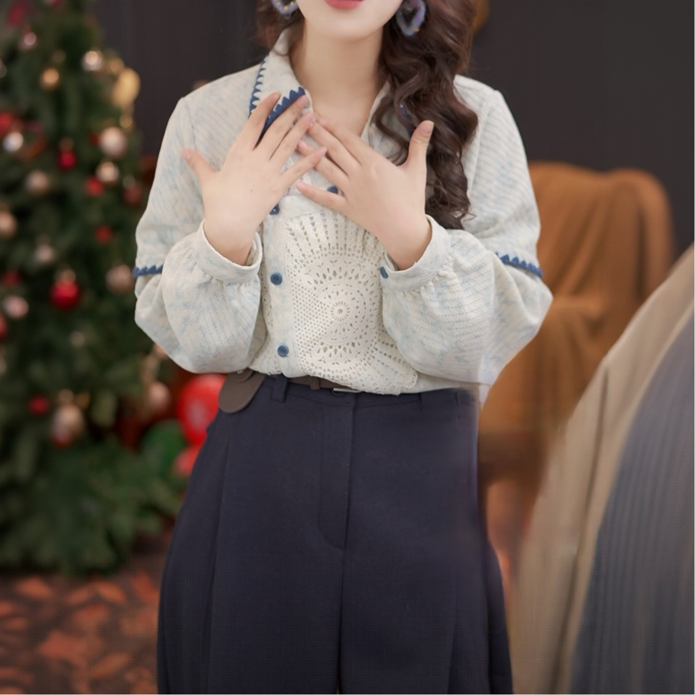 肌理感长袖衬衣女宽松百搭衬衫上衣复古风女士