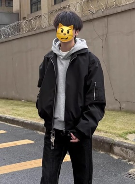 黑色ma1美式飞行夹克男秋季cleanfit短款廓形外套痞帅正肩棒球服