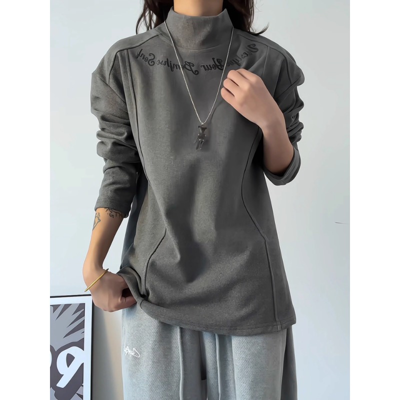 深灰色双面德绒打底衫男加厚卫衣