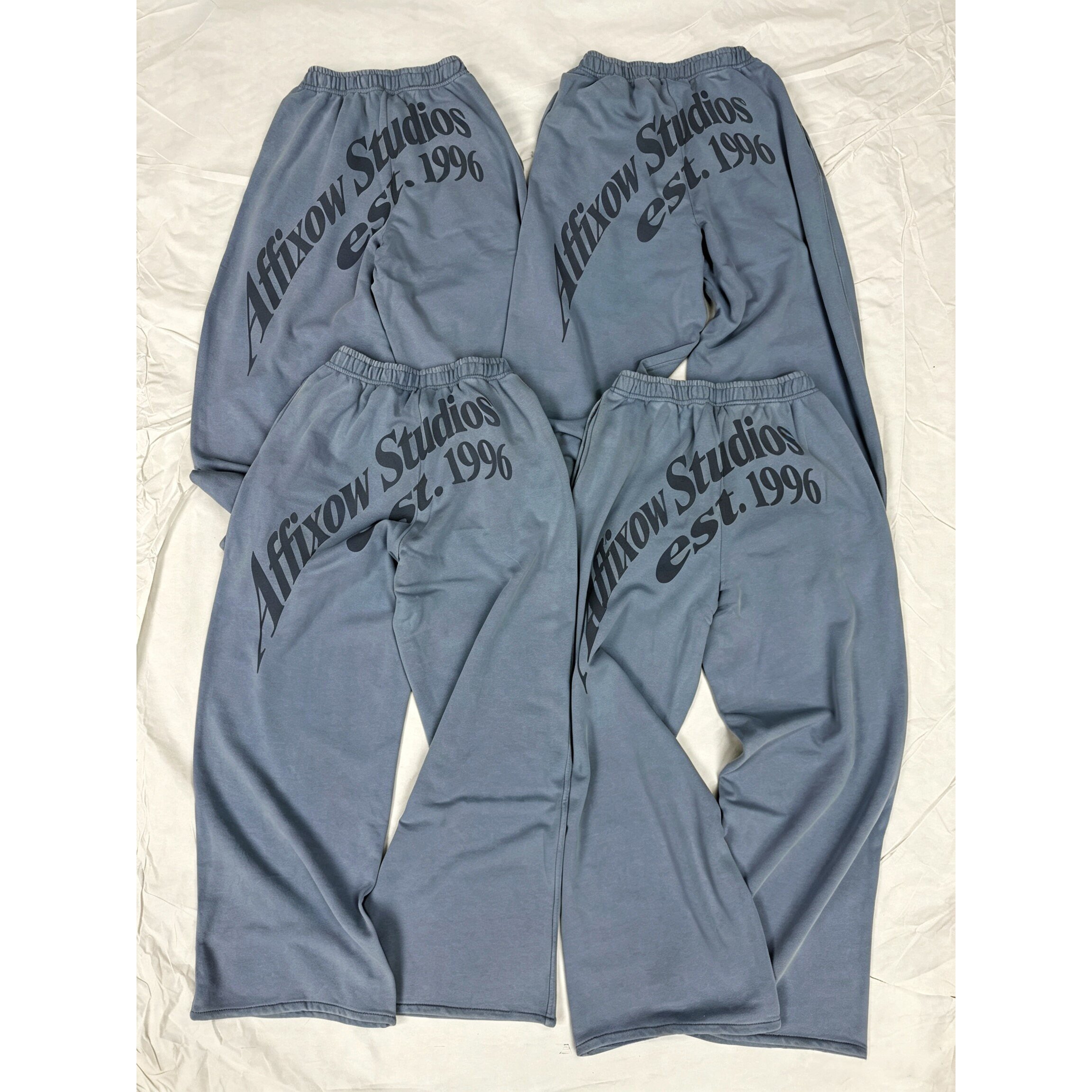affixow 1996褪色印花水洗喷砂做旧松紧卫裤男女毛圈长裤情侣款潮
