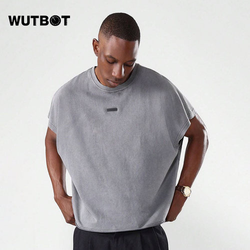 WUTBOT 美式风宽松无袖背心男夏季运动健身速干T恤坎肩潮