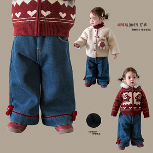 女童冬装 上新 新款 儿童洋气时髦牛仔裤 子 宝宝保暖裤 12.22新款