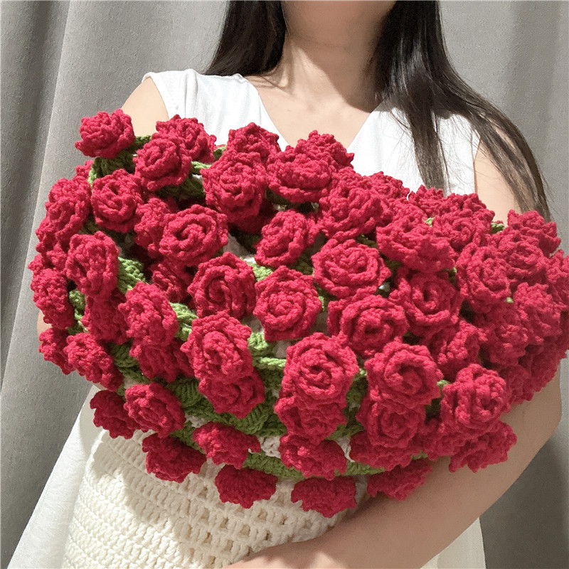 花束毯子手工钩针5股精梳棉铃兰