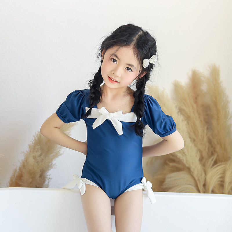 泳衣新款儿童泳衣女童可爱泡泡袖公主洋气婴幼儿泳衣一件