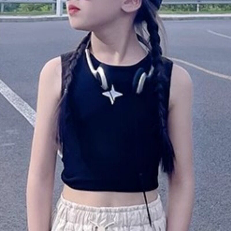 女童裤子夏装薄款新款儿童夏季速干裤大童女孩背心上衣工装裤套装
