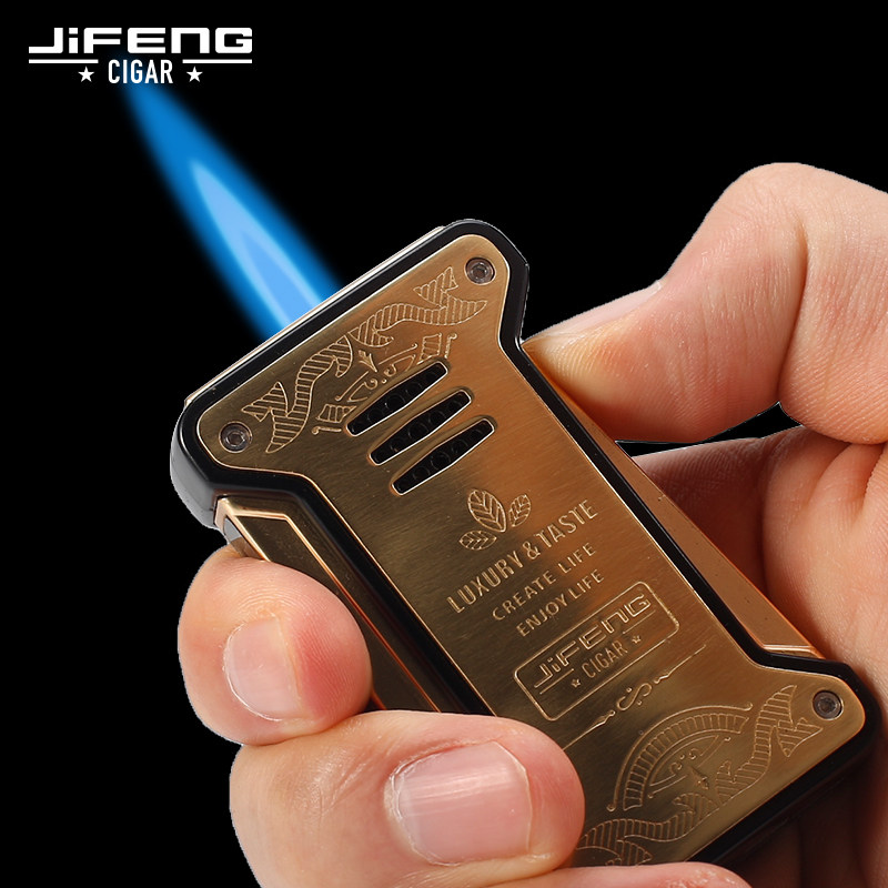 JIFENG季风雪茄直冲防风打火机手工创意充气打火机男女蓝焰个性潮