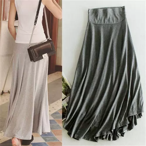 Приталенная эластичная длинная юбка, осенняя, высокая талия, эластичная талия, свободный крой, яркий броский стиль