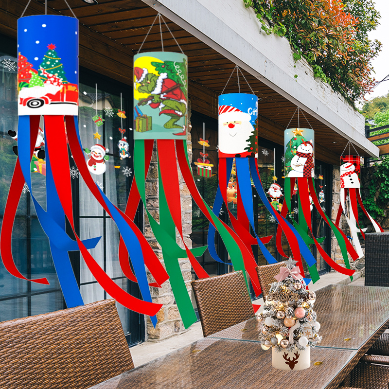 圣诞节装饰布置场景装扮用品酒吧室内户外氛围风筒旗挂旗吊饰道具