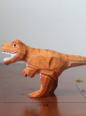 青木凡 木雕恐龙摆件椴木雕刻家居装饰礼品创意工艺品动物