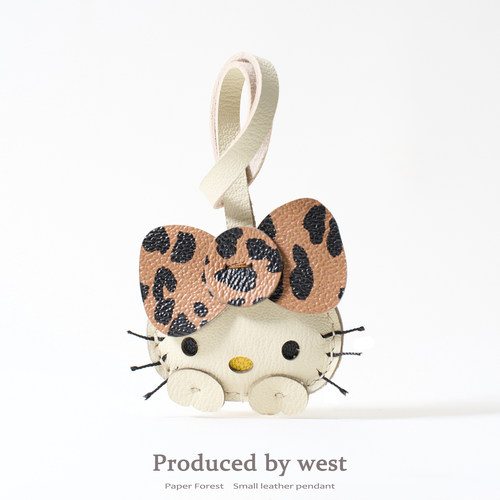 豹纹哈喽 kitty猫蝴蝶结挂件ins风包挂可爱kt包包书包配饰小饰品