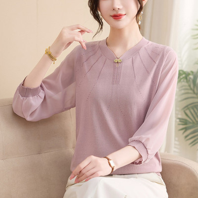 中年妈妈春装洋气七分袖小衫上衣