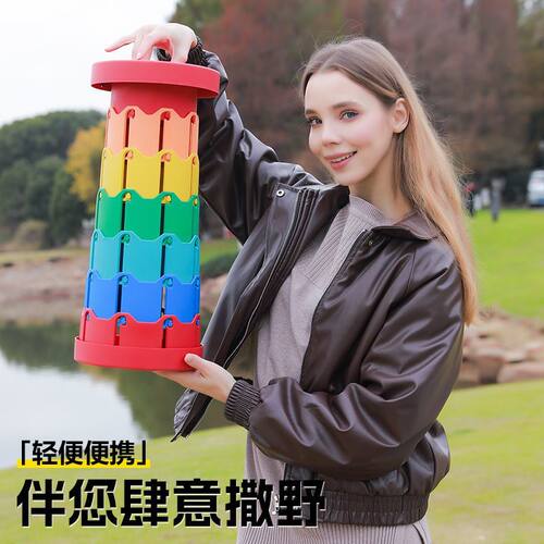 彩虹便携伸缩凳户外钓鱼折叠凳