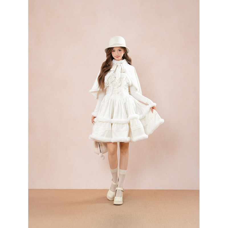 冬日巡礼 日系甜美可爱学院风蝴蝶结披肩lolita设计感连衣裙套装,女装/女士精品,时尚套装,淘宝优惠券,粉丝福利购,淘宝优惠卷