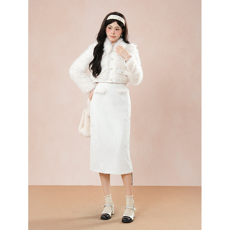 小香风套装裙秋冬女名媛温柔风短款加厚皮草毛毛外套两件套,女装/女士精品,时尚套装,淘宝优惠券,粉丝福利购,淘宝优惠卷