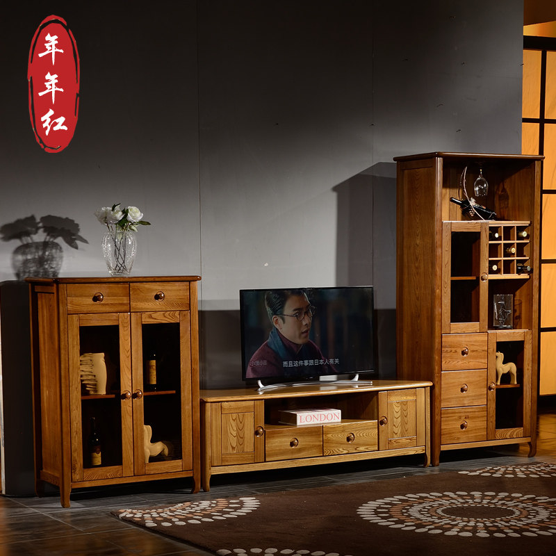 金丝檀木边柜全实木北欧现代电视柜左右储物组合柜收纳酒柜_虎窝淘
