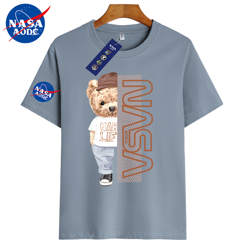 NASA联名夏季情侣印花纯棉短袖男女学生T恤运动宽松百搭潮流半袖