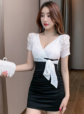 夜场KTV性感连衣裙女佳丽晚礼服足浴按摩SPA沐足技师工作服包臀裙