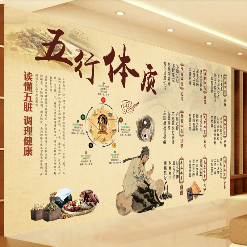 五行体质中医养生壁画九种体质