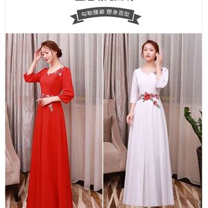 大合唱演出服女长裙红歌比赛显瘦朗诵晚会礼服合唱团爱国表演服饰