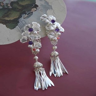 银杏 兰亭别院原创设计银杏叶发饰清冷感流苏发夹古装新中式头饰