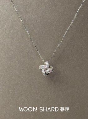 爆闪满钻几何交叉项链简约时尚百搭秋冬毛衣链韩系气质高级锁骨链