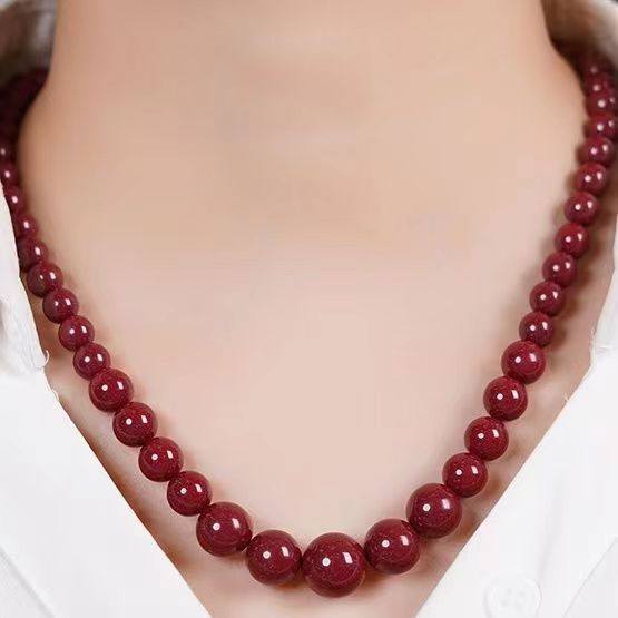 红色毛衣链朱砂真品锁骨链高含量朱砂塔链红豆保平安