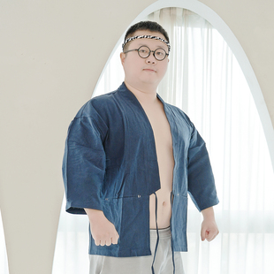 亚麻开衫 薄款 中国风装 休闲棉麻汉服日式 夹克外套甚平 式 速食家