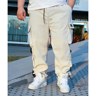 潮流九分夏季 男休闲夏季 潮流宽松加大 长裤 速食研究所束脚哈伦工装