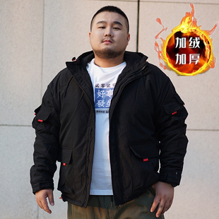 连帽加棉加绒加厚外套秋冬 棉服300斤男大码 速食研究所 红标工装