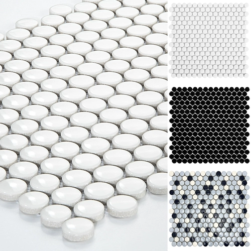 Маленькая керамическая мозаичная плитка с круглыми бусинами, черно-белая, серая, сине-зеленая, для кухни, ванной комнаты, ванной комнаты, нескользящая отделка стен и пола плиткой